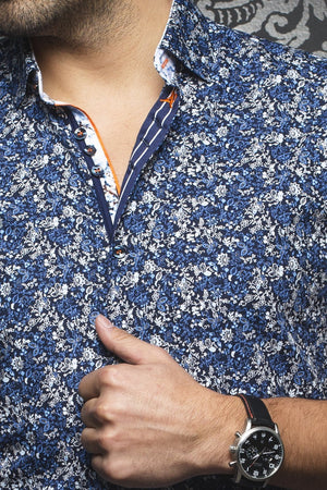 Au Noir Navy Short-Sleeve Resort Shirt - ANGELICO (SS) navy