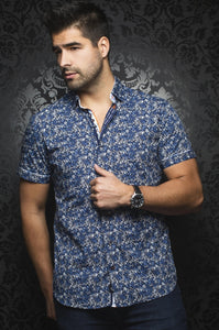 Au Noir Navy Short-Sleeve Resort Shirt - ANGELICO (SS) navy