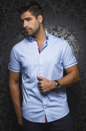 Au Noir LightBlue Short-Sleeve Stretch Night Out Shirt - BALOTELLI (SS) light blue