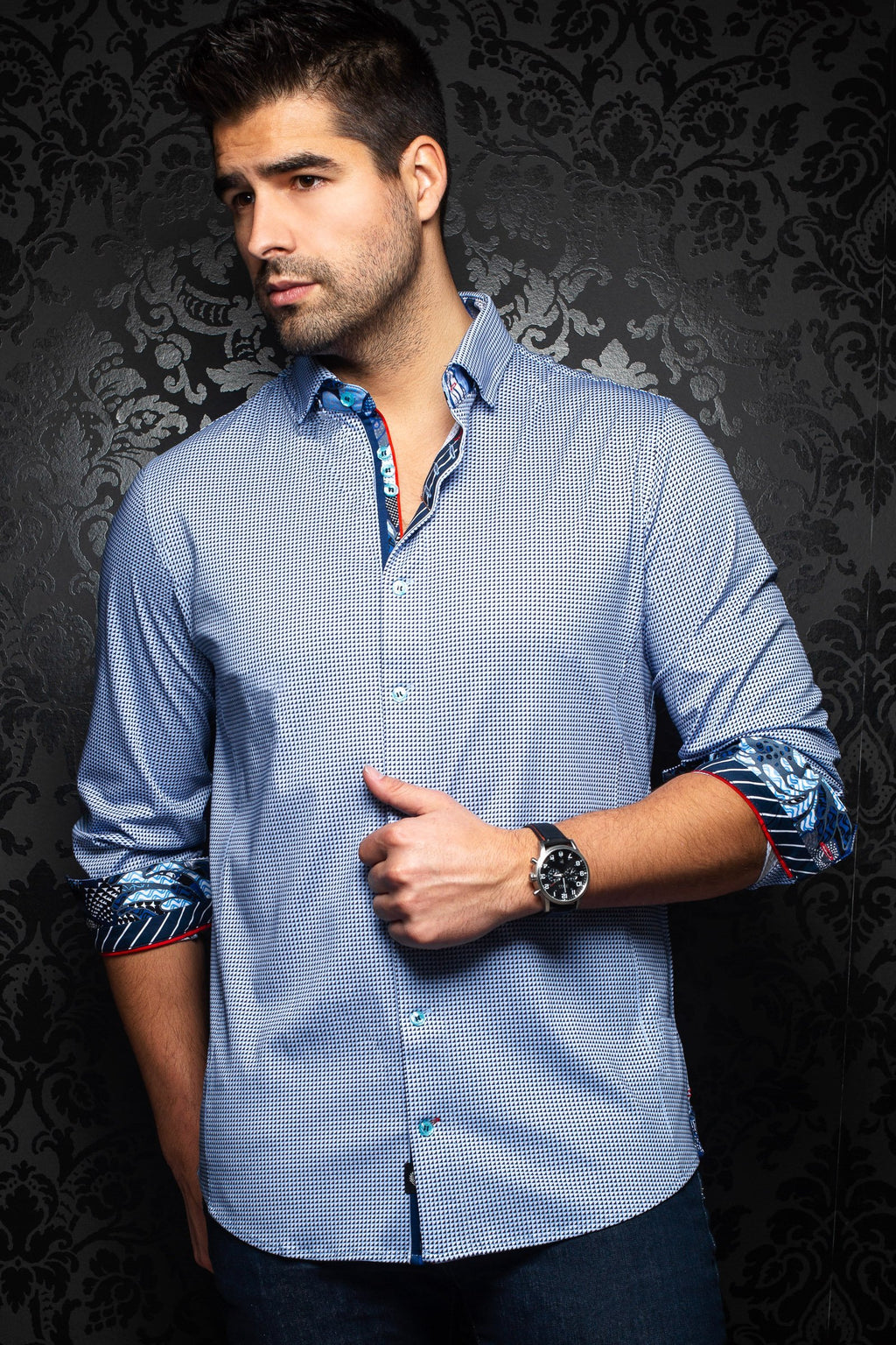 Au Noir Stretch Shirt | Belotti Light Blue