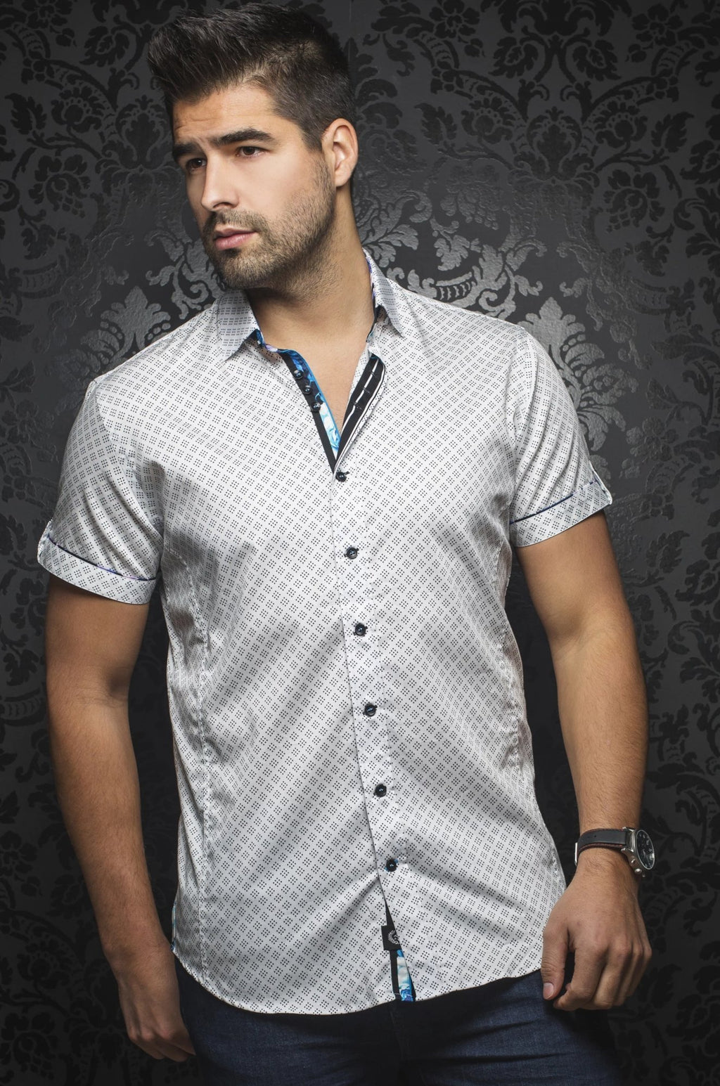 Au Noir White Short-Sleeve Night Out Shirt - BIAGIO (SS) white