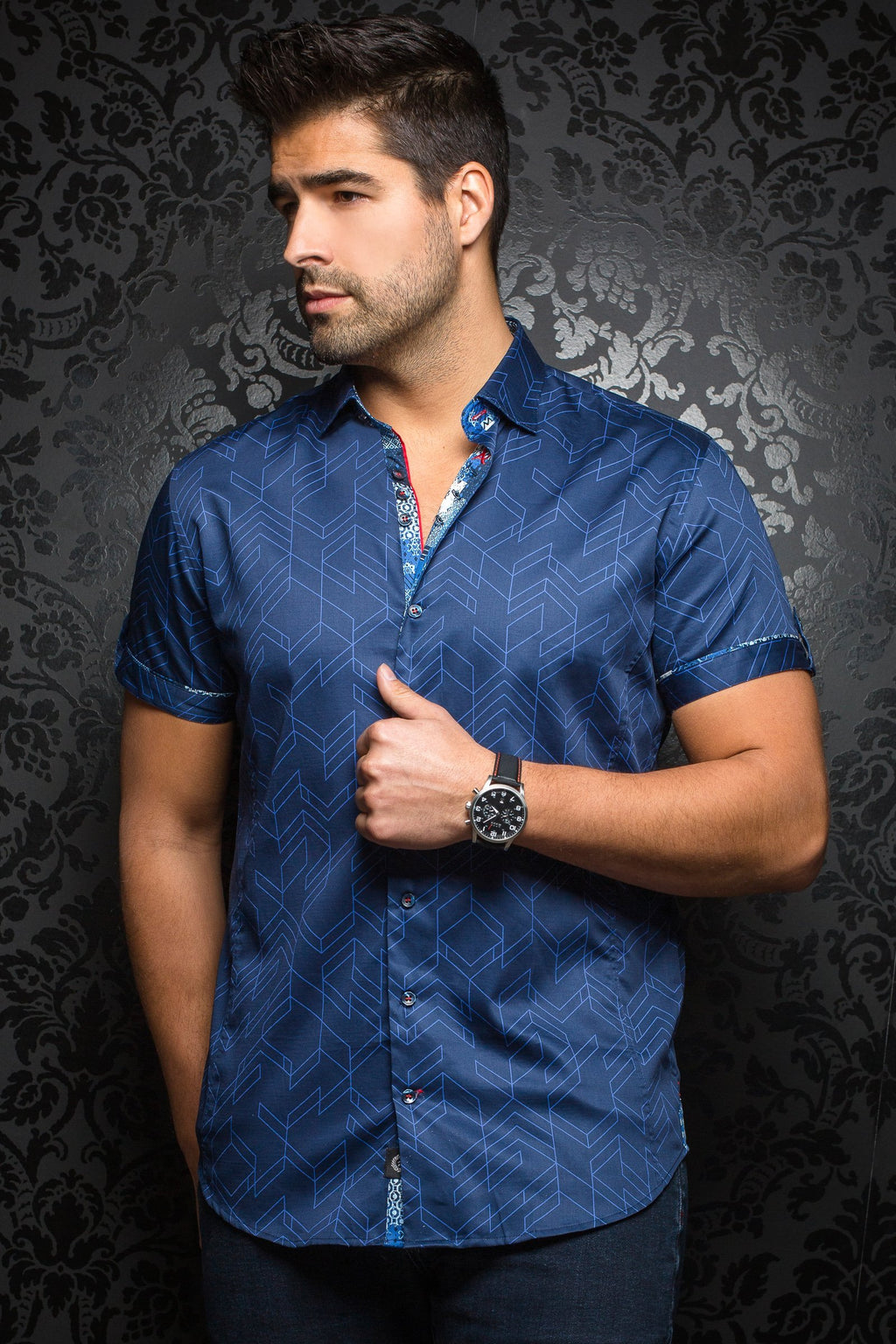 Au Noir Short-Sleeve Shirt | Bossiano Royal Navy