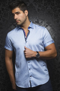 Au Noir Light Blue Short-Sleeve Night Out Shirt - CAINE (SS) light blue