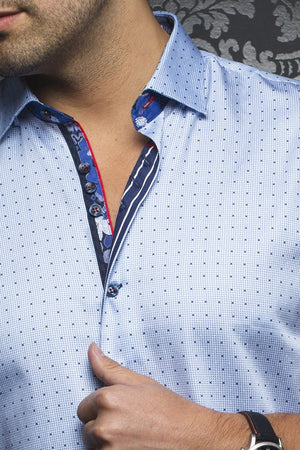 Au Noir Light Blue Short-Sleeve Night Out Shirt - CAINE (SS) light blue