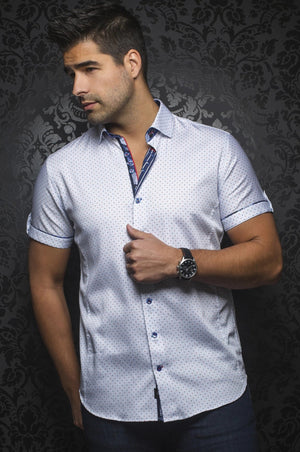 Au Noir White Short-Sleeve Night Out Shirt - CAINE (SS) white red