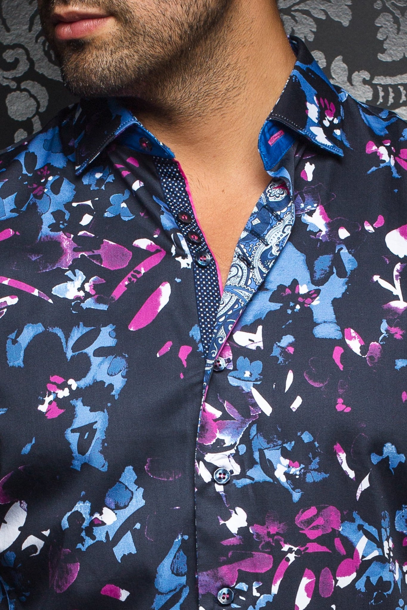 Au Noir Navy Shirt - Christobal Navy Fuchsia