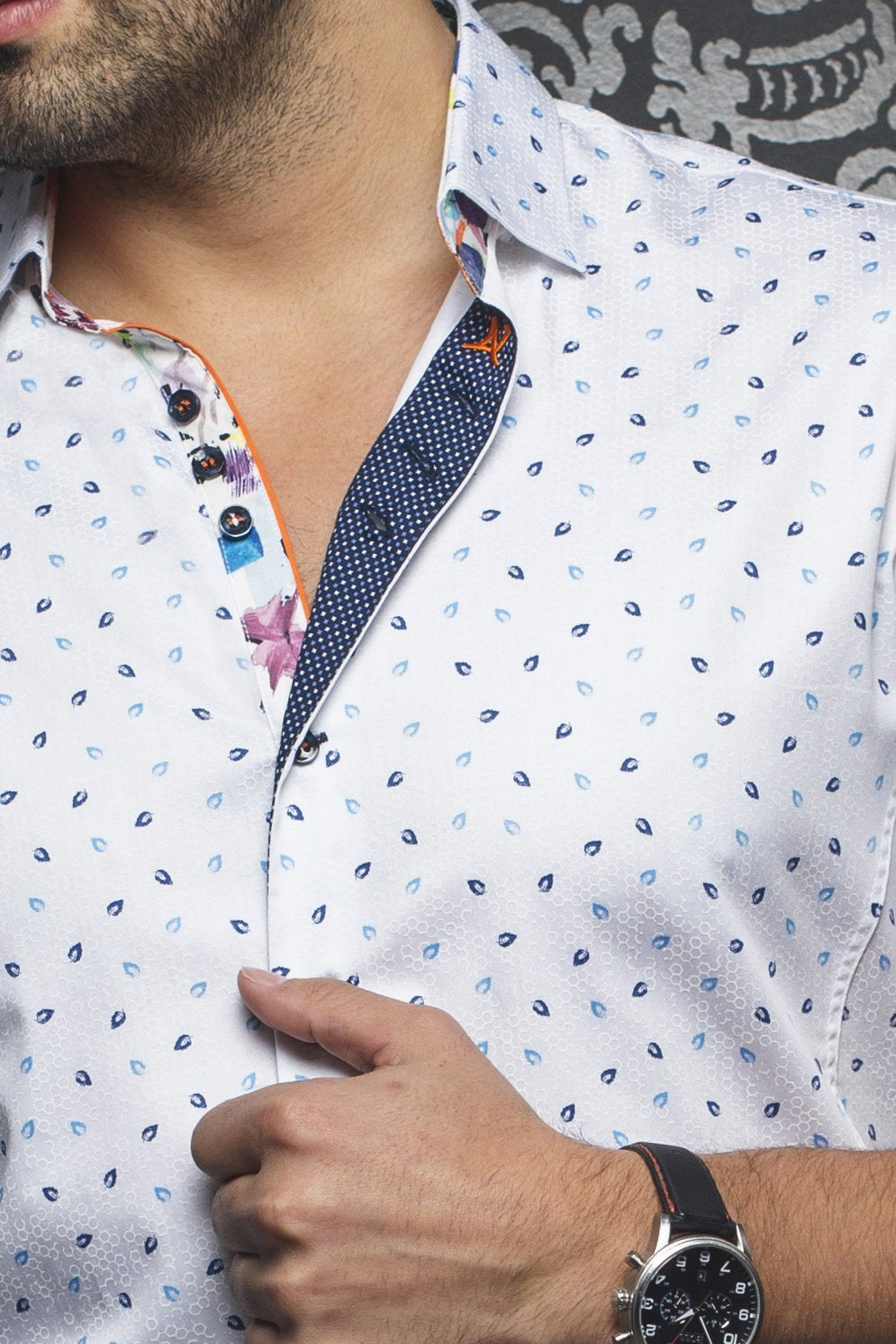 Au Noir Navy Short-Sleeve Resort Shirt - COSIMO (SS) navy