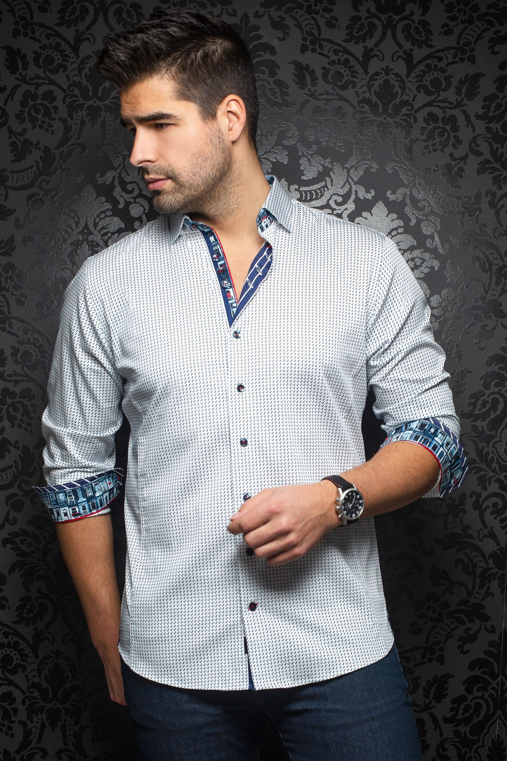 Au Noir Shirt | Dixon White Blue