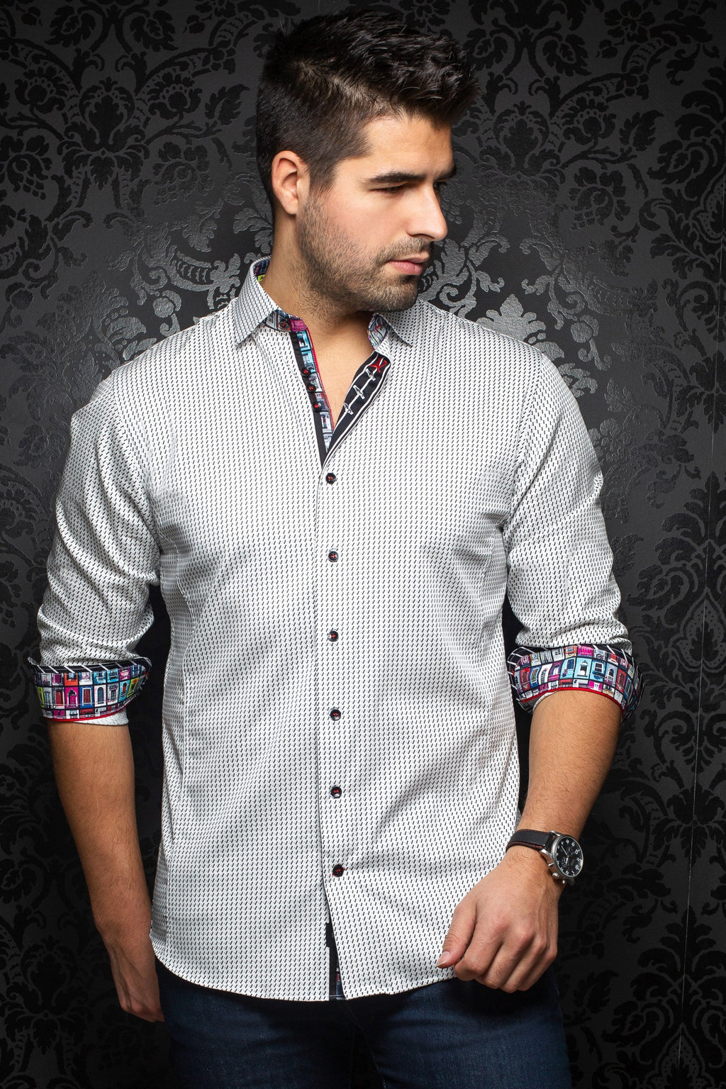 Au Noir Shirt | Dixon White Grey