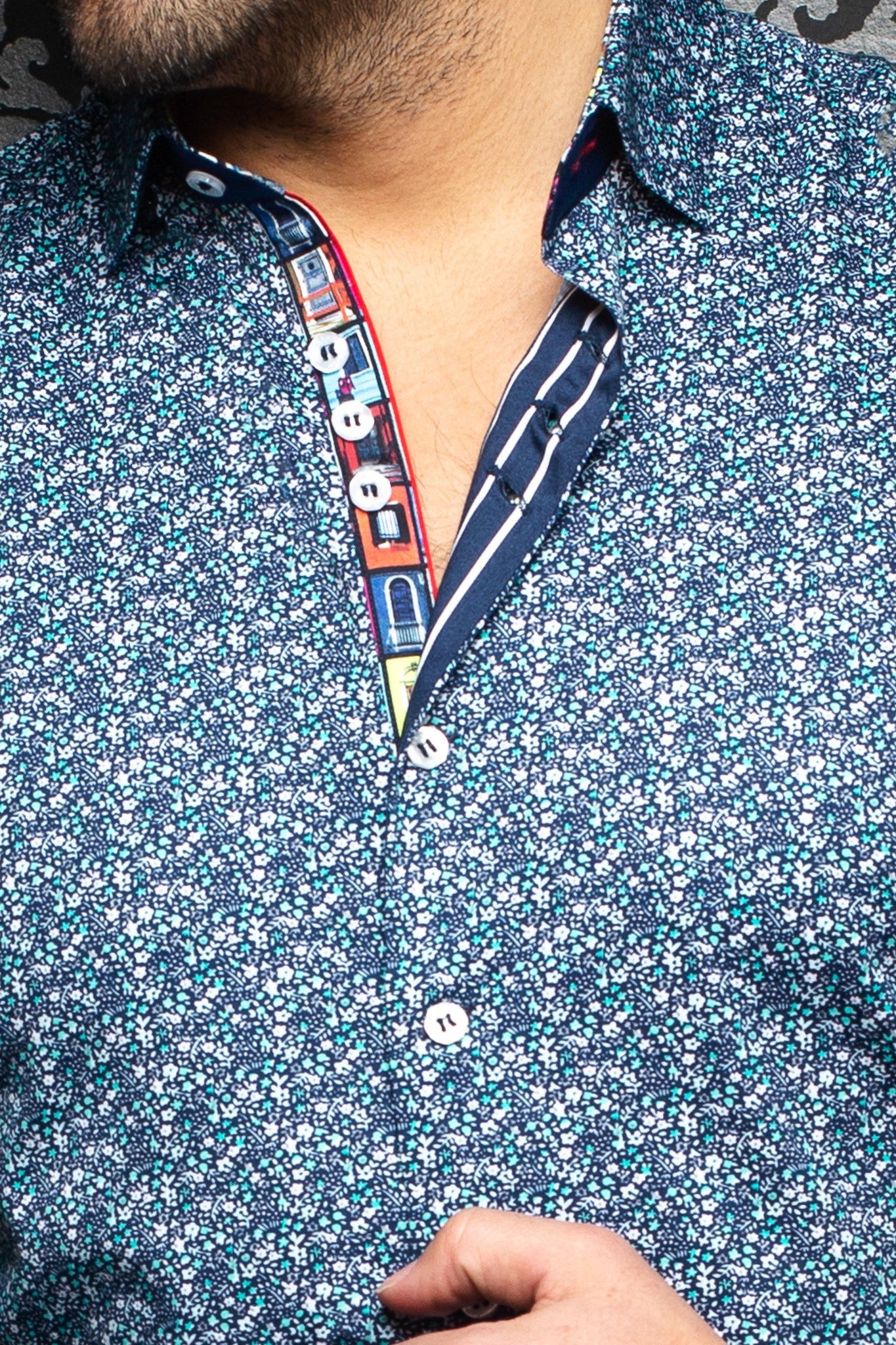 Au Noir Shirt | Fiore Green Navy