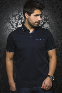 Au Noir Navy Short-Sleeve Stretch Night Out Polo Shirt - Freddie Navy