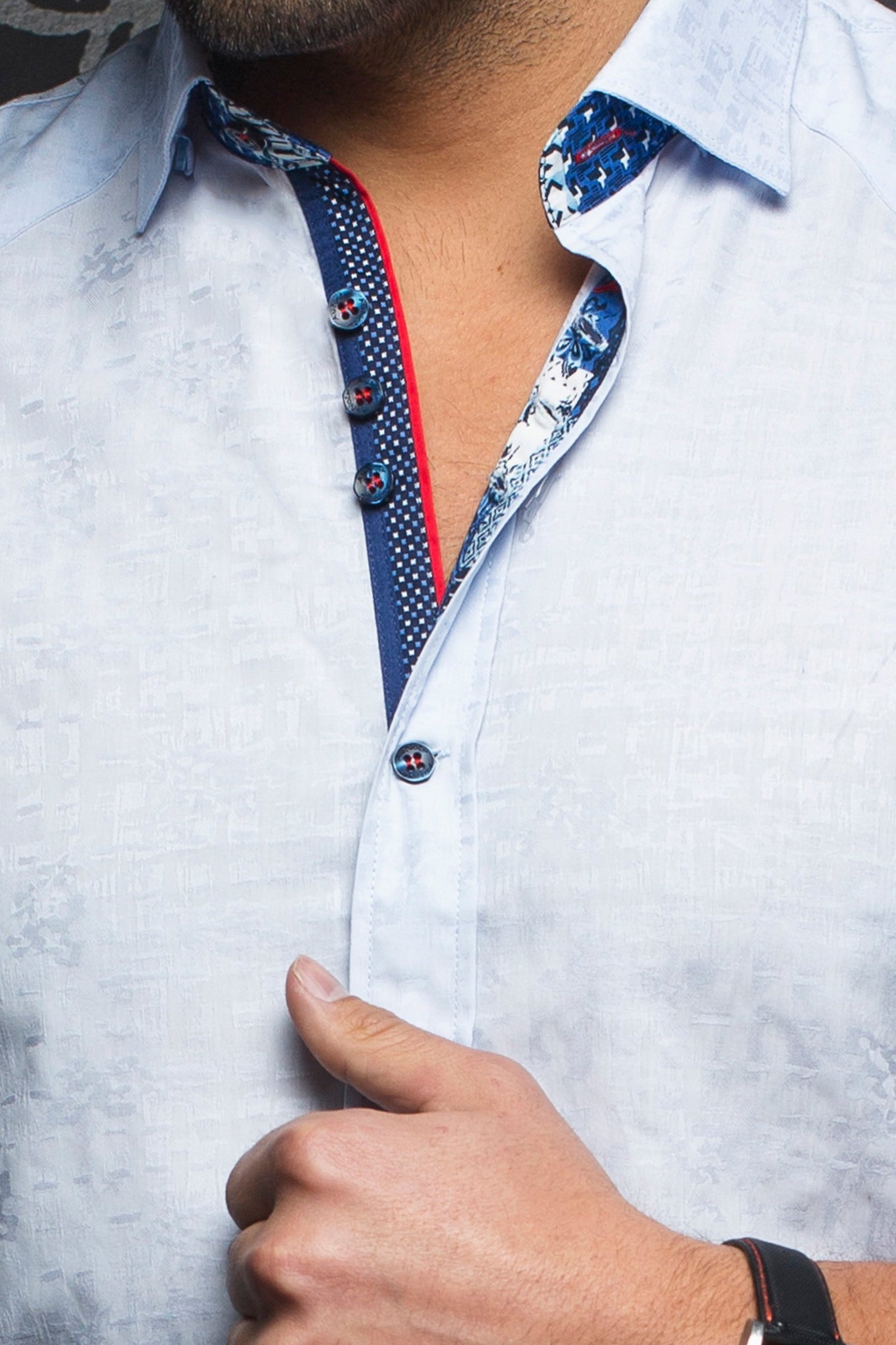Au Noir Short-Sleeve Shirt | Herrera Light Blue