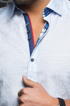 Au Noir Short-Sleeve Shirt | Herrera Light Blue