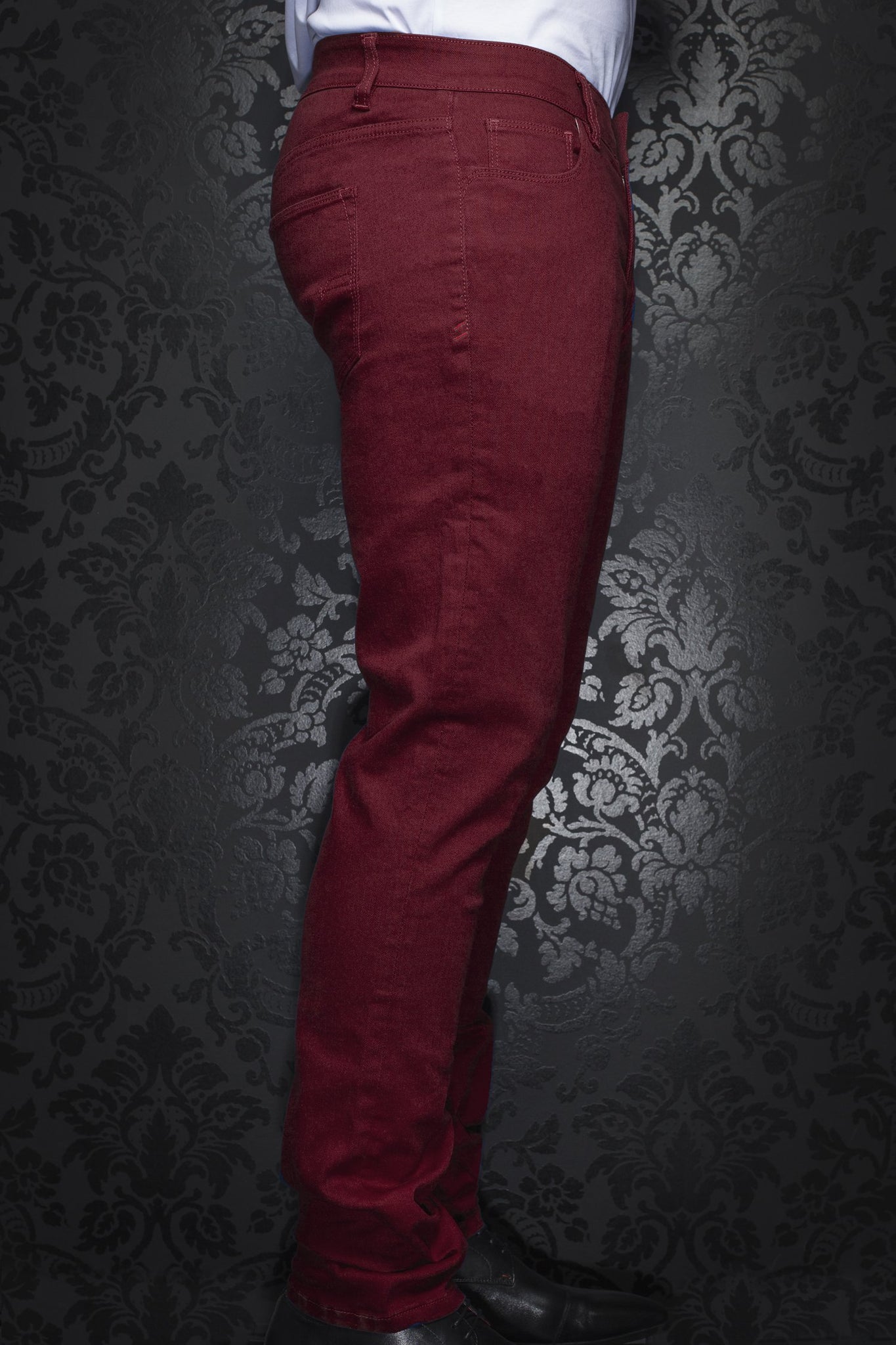 Au Noir Slim Fit Stretch Denim Jean - Burgundy