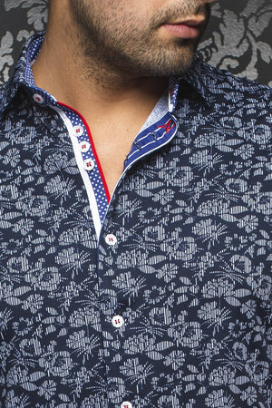 Au Noir Navy Short-Sleeve Stretch Resort Shirt - LARSON (SS) navy