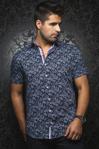 Au Noir Navy Short-Sleeve Stretch Resort Shirt - LARSON (SS) navy