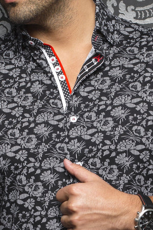Au Noir Black Short-Sleeve Stretch Resort Shirt - LARSON   (SS) black