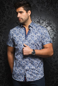 Au Noir Short-Sleeve Shirt | Manila  Floral Royal