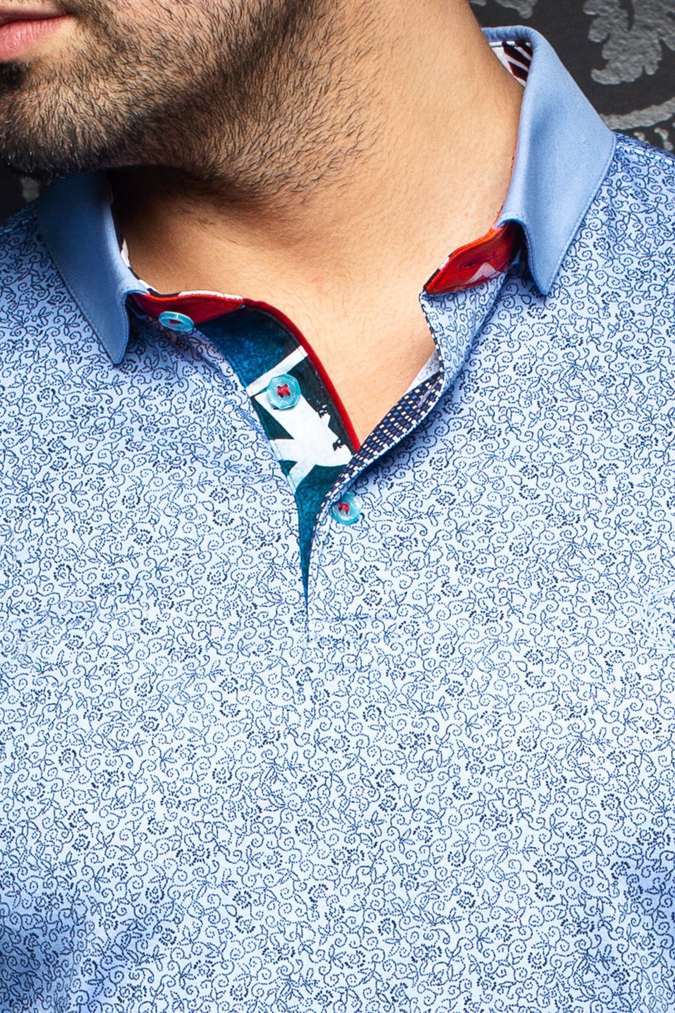 Au Noir Short-Sleeve Polo | Mayfield Light Blue