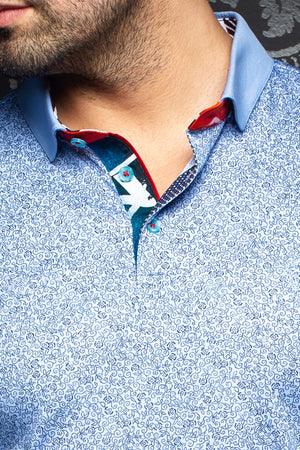 Au Noir Short-Sleeve Polo | Mayfield Light Blue