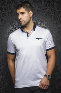 Au Noir White Short-Sleeve Night Out Polo Shirt - Messina White