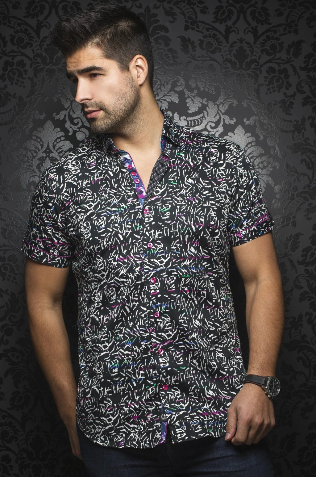Au Noir Black Short-Sleeve Resort Shirt - NOVARA (SS) black