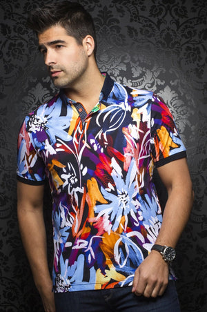 Au Noir Multicolor Short-Sleeve Stretch Resort Polo Shirt - O'Neil Orange