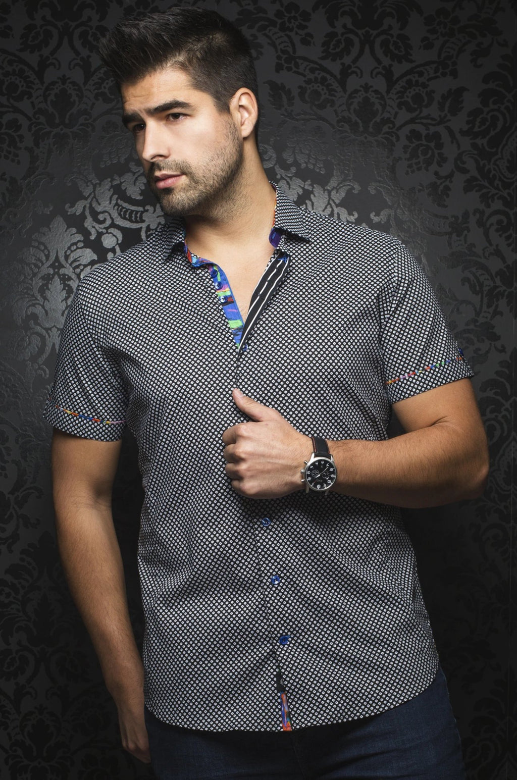 Au Noir Black Short-Sleeve Resort Shirt - PIETRO (SS) black