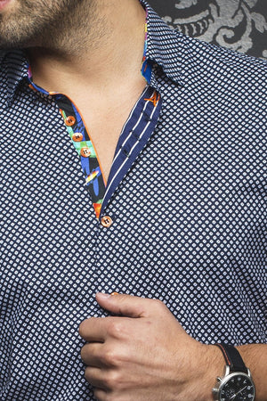 Au Noir Navy Short-Sleeve Resort Shirt - PIETRO (SS) navy