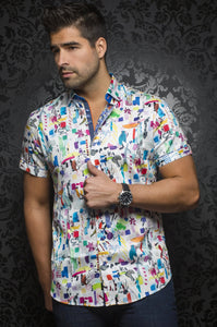 Au Noir White Short-Sleeve Resort Shirt - POLLOCK (SS) white