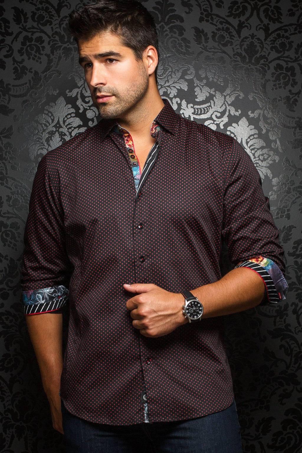 Au Noir Black Shirt - Segovia Black Red