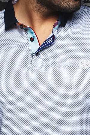 Au Noir Short-Sleeve Polo | Sierra White Blue