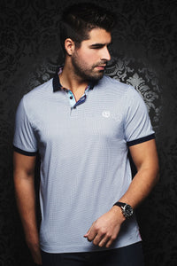 Au Noir Short-Sleeve Polo | Sierra White Blue