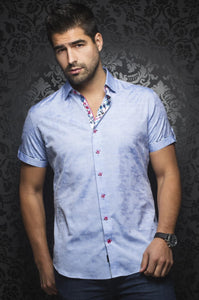 Au Noir Light Blue Short-Sleeve Night Out Shirt - STELLAR JACQ (SS) light blue