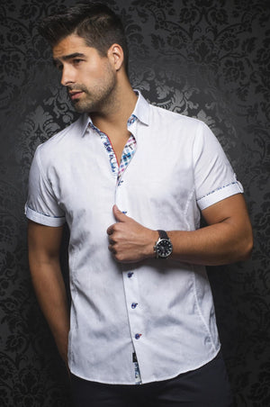 Au Noir White Short-Sleeve Night Out Shirt - STELLAR JACQ (SS) white