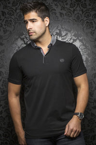 Au Noir Black Short-Sleeve Stretch Night Out Polo Shirt - Teddy Black