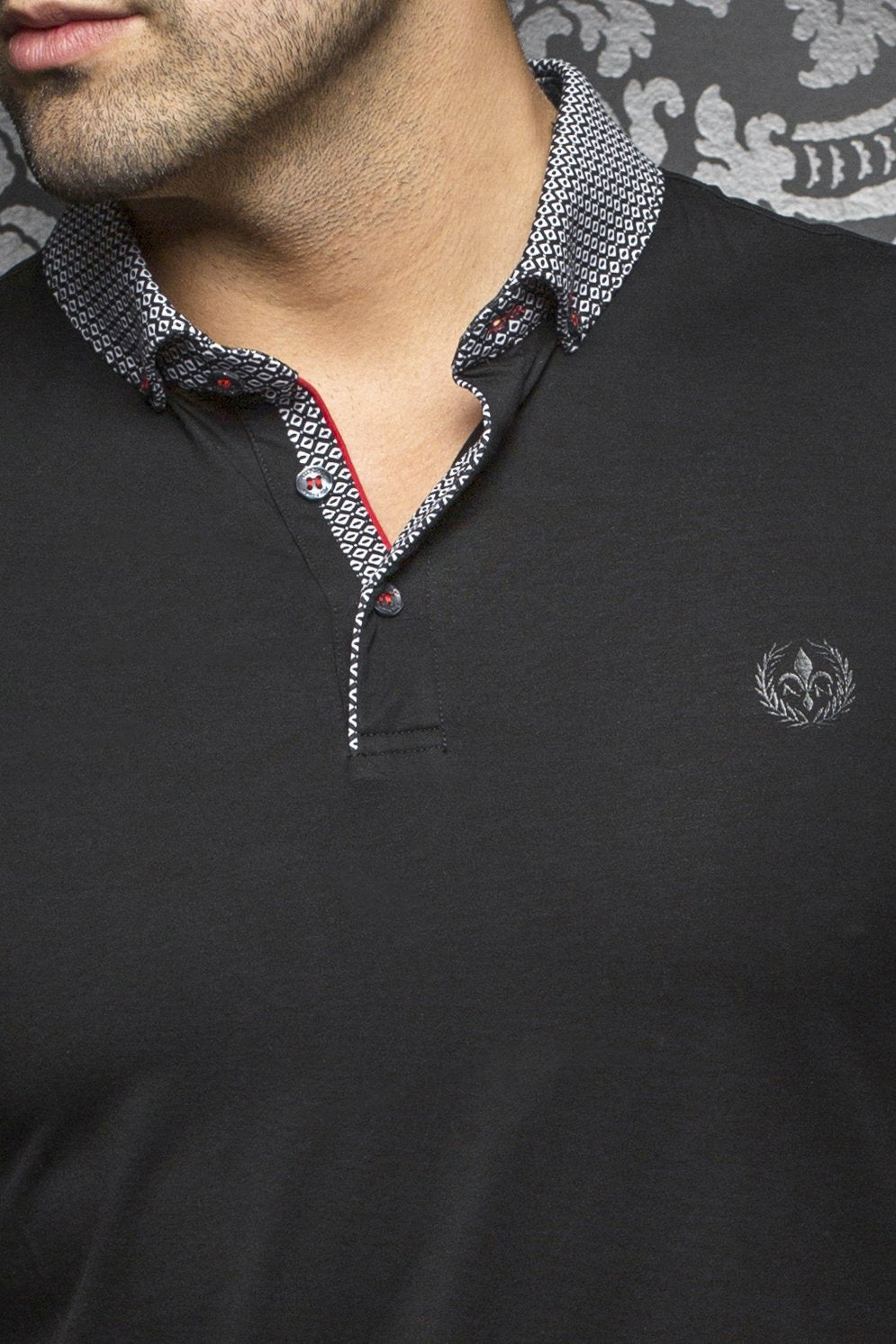 Au Noir Black Short-Sleeve Stretch Night Out Polo Shirt - Teddy Black