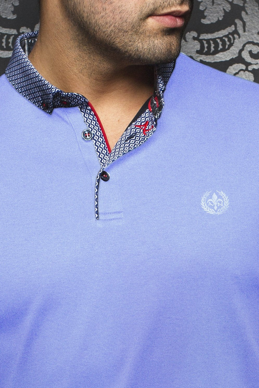 Au Noir Blue Short-Sleeve Stretch Night Out Polo Shirt - Teddy Lt Blue