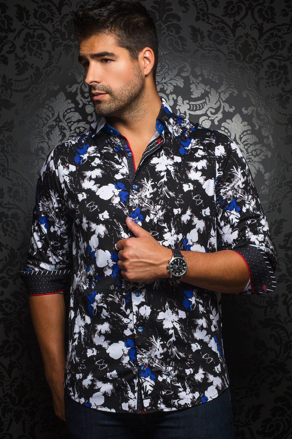 Au Noir Black Stretch Shirt - Theodore Black Royal