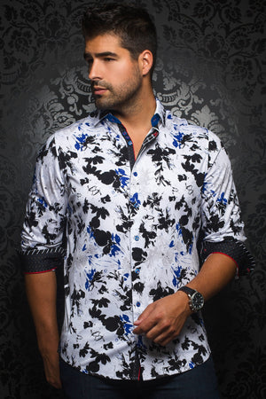 Au Noir White Stretch Shirt - Theodore White Royal