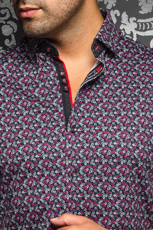 Au Noir Black Stretch Shirt - Trapani Black Fuchsia