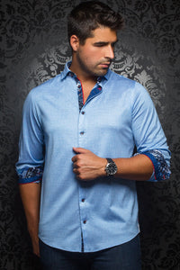 Au Noir Light Blue Stretch Shirt - Vega Light Blue