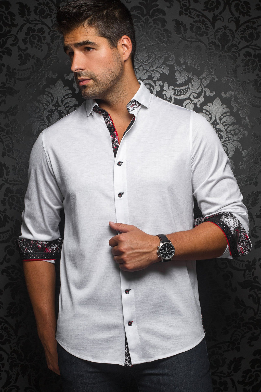 Au Noir White Stretch Shirt - Vega White