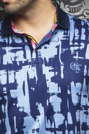 Au Noir Blue Short-Sleeve Stretch Night Out Polo Shirt - Wilkins Light Blue