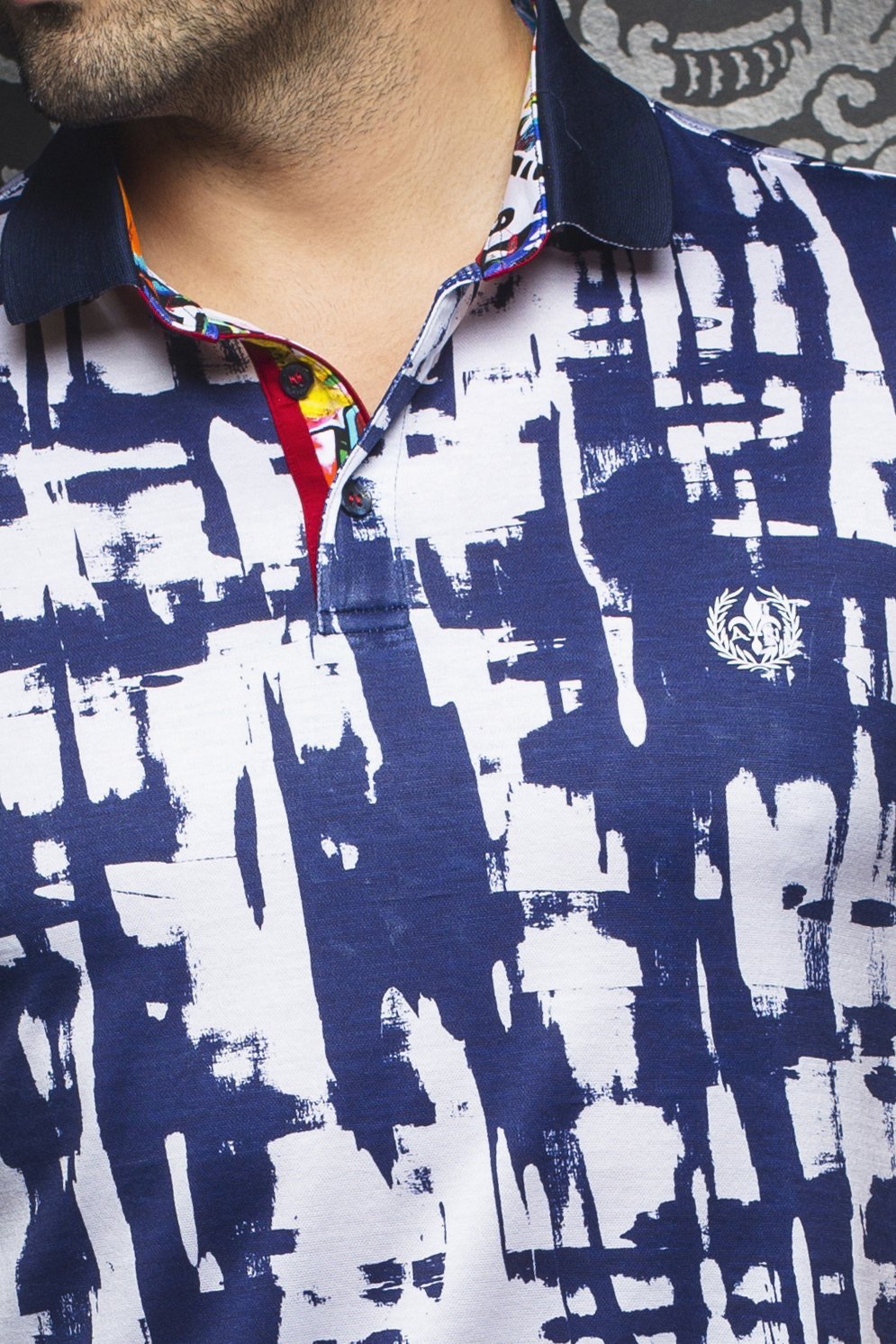 Au Noir Multicolor Short-Sleeve Stretch Night Out Polo Shirt - Wilkins White Navy